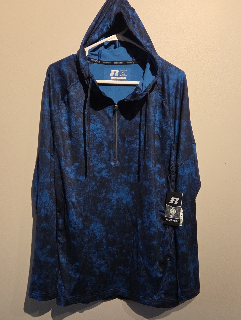 Men's Russell Athletic Blue and Black 1/2 Zip Hoodie